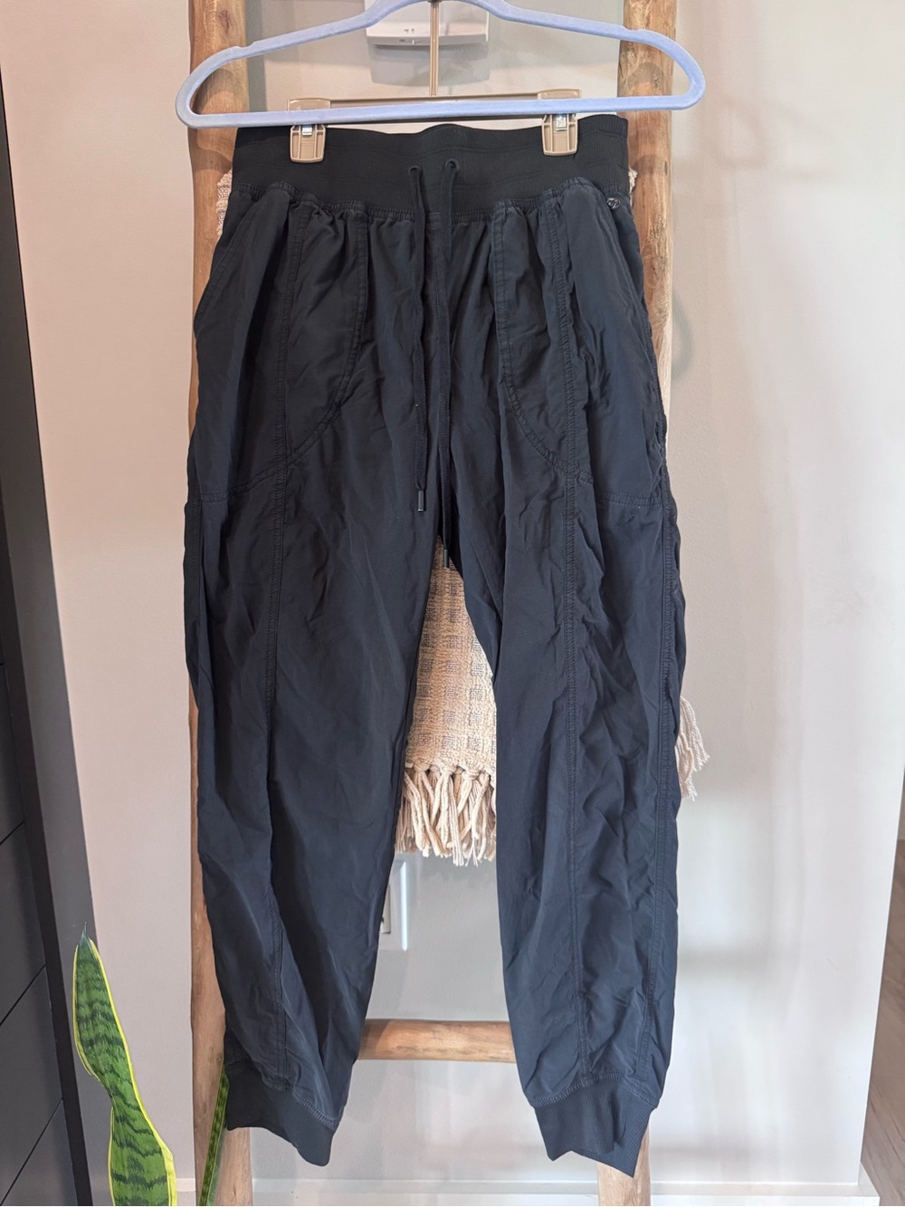 CAlIA black wind breaker material joggers